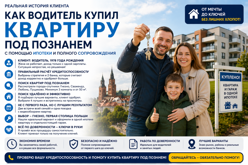 Как водитель купил квартиру под Познанем с помощью ипотеки и сопровождения – реальная история клиента